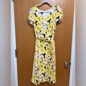 Talbots Floral Yellow and Black Women's Dress